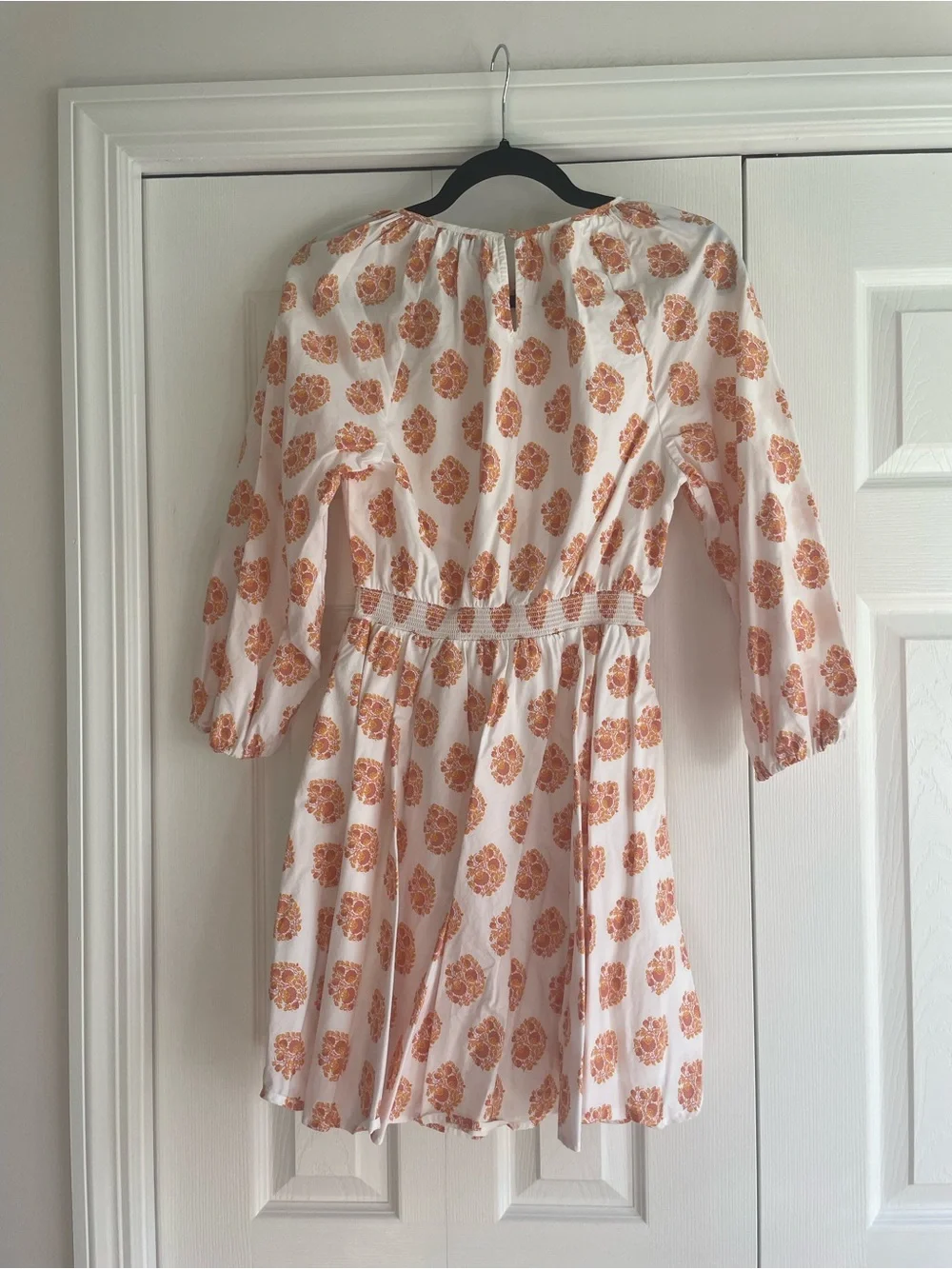 J. Crew White Dress with Orange Floral Motif